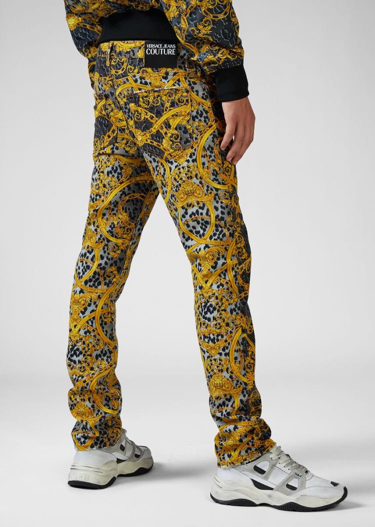 Versace Jeans Couture Leo Chain Print Jeans τζιν παντελονι Jeans Couture μαυρα | 7DUHDQL
