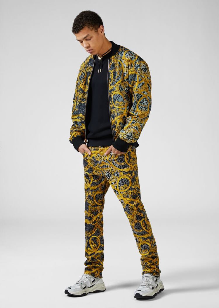 Versace Jeans Couture Leo Chain Print Jeans τζιν παντελονι Jeans Couture μαυρα | 7DUHDQL