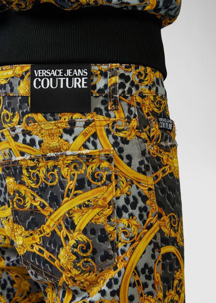 Versace Jeans Couture Leo Chain Print Jeans τζιν παντελονι Jeans Couture μαυρα | 7DUHDQL