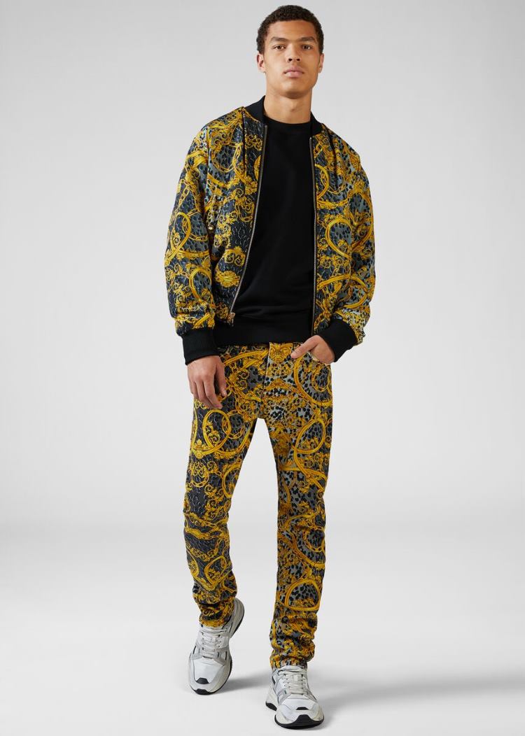 Versace Jeans Couture Leo Chain Print Jeans τζιν παντελονι Jeans Couture μαυρα | 7DUHDQL