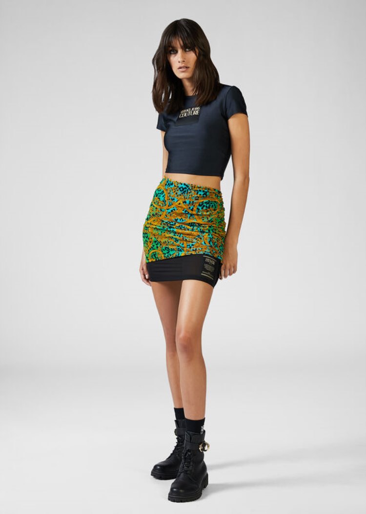 Versace Jeans Couture Leo Chain Print Mini Skirt φουστεσ Jeans Couture πρασινο | BJ6OTTG