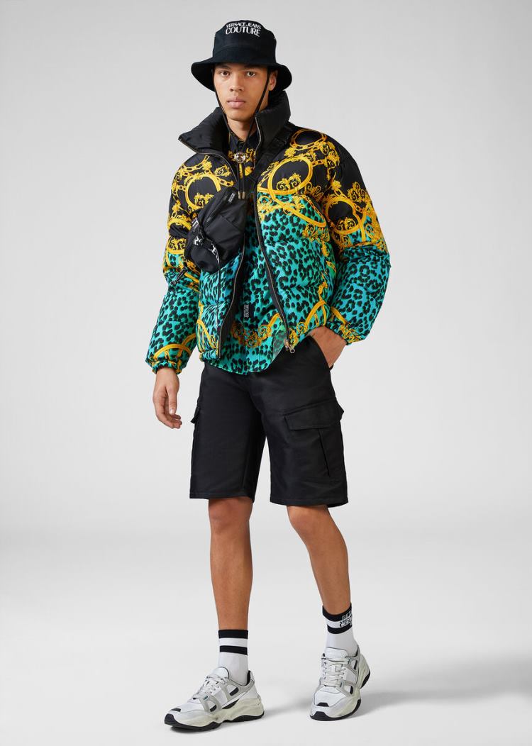 Versace Jeans Couture Leo Chain Print Puffer Jacket μπουφαν Jeans Couture πρασινο | CNPV7GV