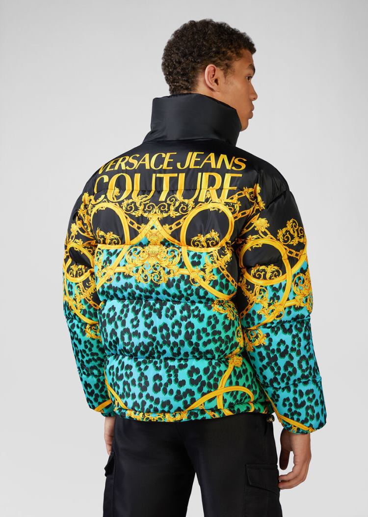 Versace Jeans Couture Leo Chain Print Puffer Jacket μπουφαν Jeans Couture πρασινο | CNPV7GV