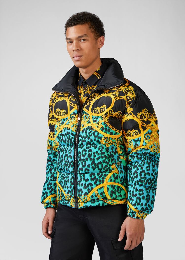 Versace Jeans Couture Leo Chain Print Puffer Jacket μπουφαν Jeans Couture πρασινο | CNPV7GV