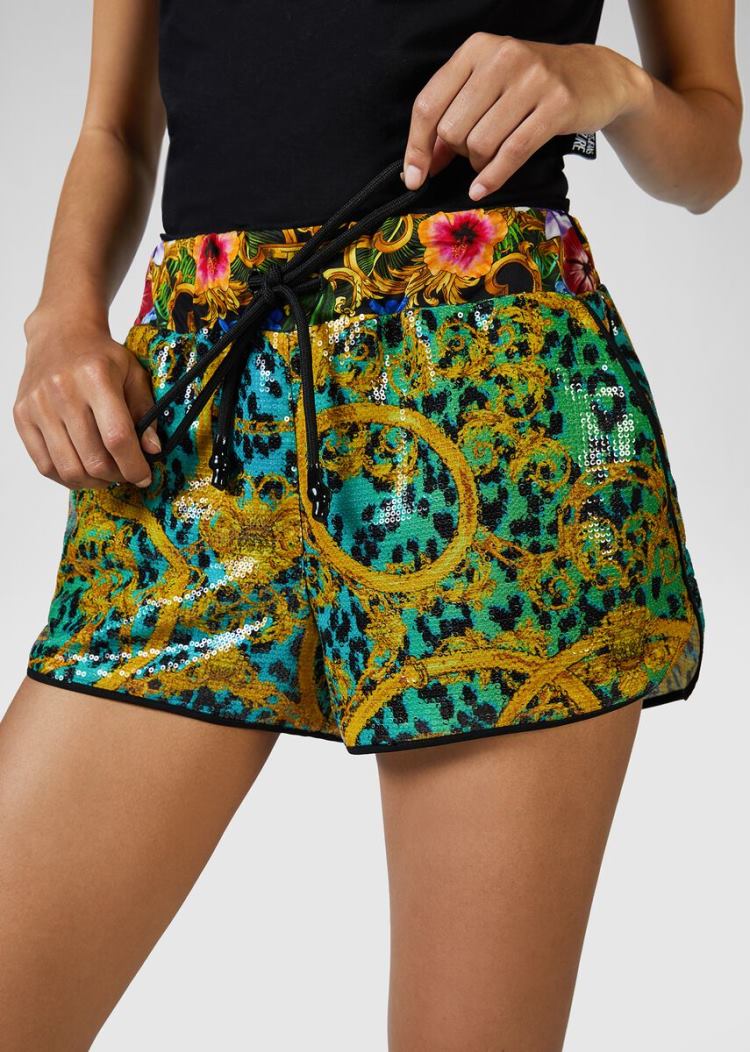 Versace Jeans Couture Leo Chain Print Shorts σορτσ Jeans Couture πρασινο | 621VAJN