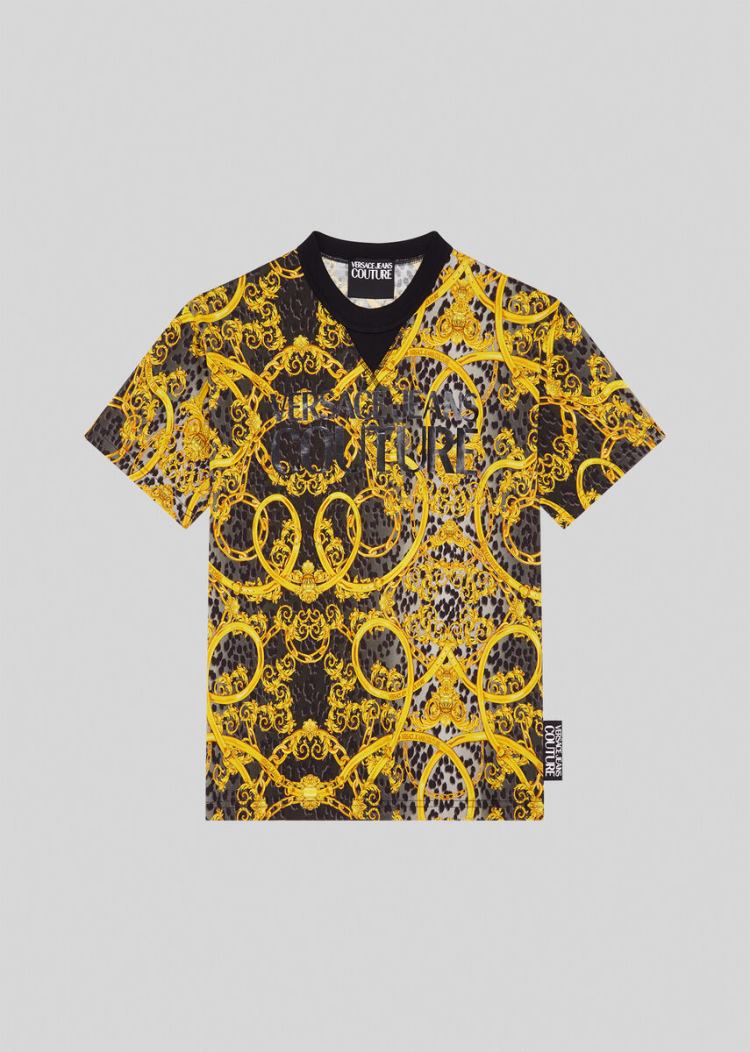 Versace Jeans Couture Leo Chain Print T Shirt μπλουζακια Jeans Couture μαυρα | V742VYC