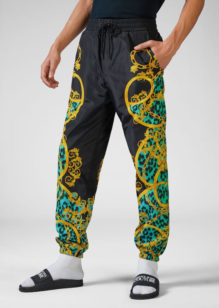 Versace Jeans Couture Leo Chain Print Trackpants παντελόνι Jeans Couture πρασινο | E6T9FLC