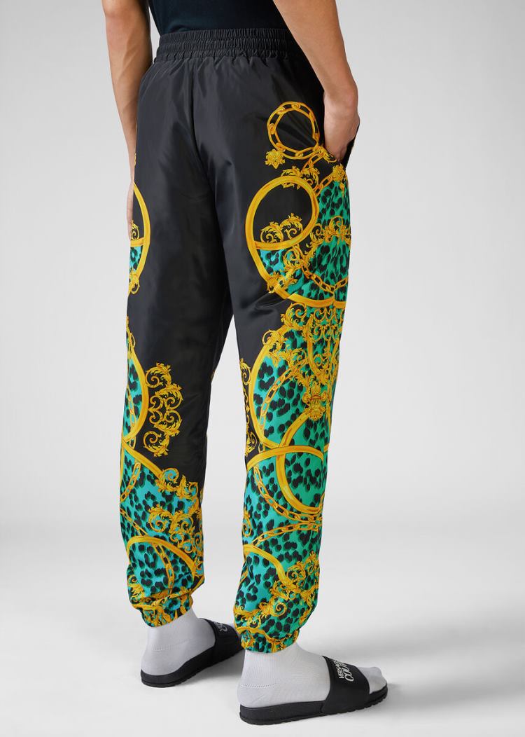 Versace Jeans Couture Leo Chain Print Trackpants παντελόνι Jeans Couture πρασινο | E6T9FLC