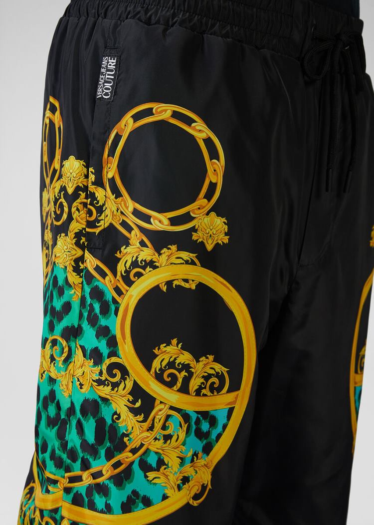 Versace Jeans Couture Leo Chain Print Trackpants παντελόνι Jeans Couture πρασινο | E6T9FLC