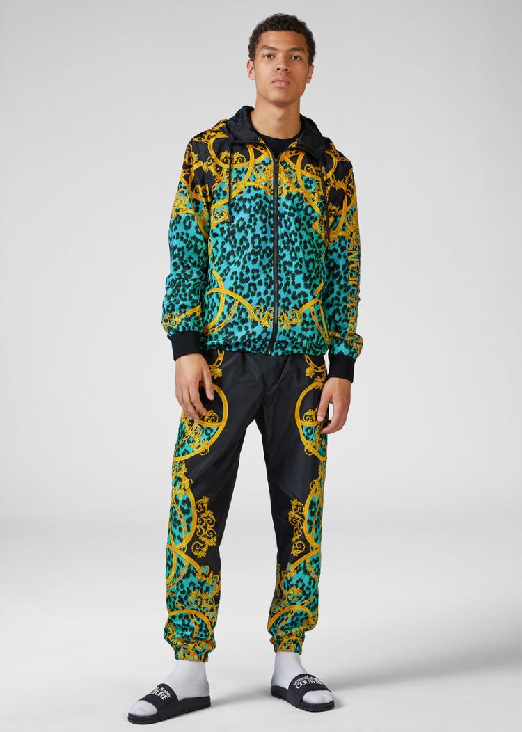 Versace Jeans Couture Leo Chain Print Trackpants παντελόνι Jeans Couture πρασινο | E6T9FLC