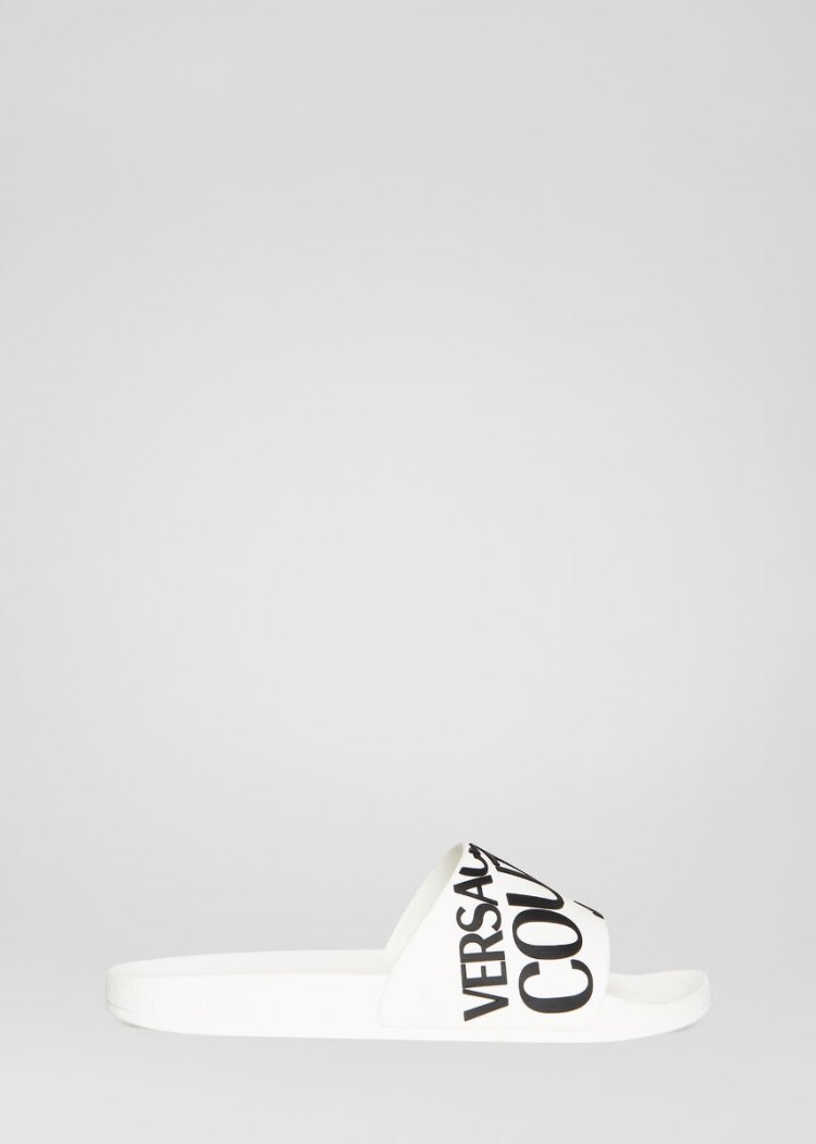 Versace Jeans Couture Logo Allover Print Slides σανδαλια Jeans Couture ασπρα | Z4BMJ7E