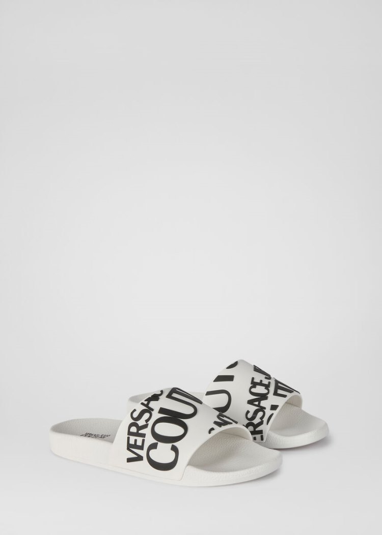 Versace Jeans Couture Logo Allover Slides σανδαλια Jeans Couture ασπρα | 635N6N8