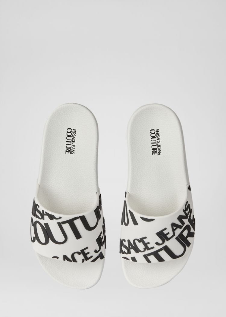 Versace Jeans Couture Logo Allover Slides σανδαλια Jeans Couture ασπρα | 635N6N8
