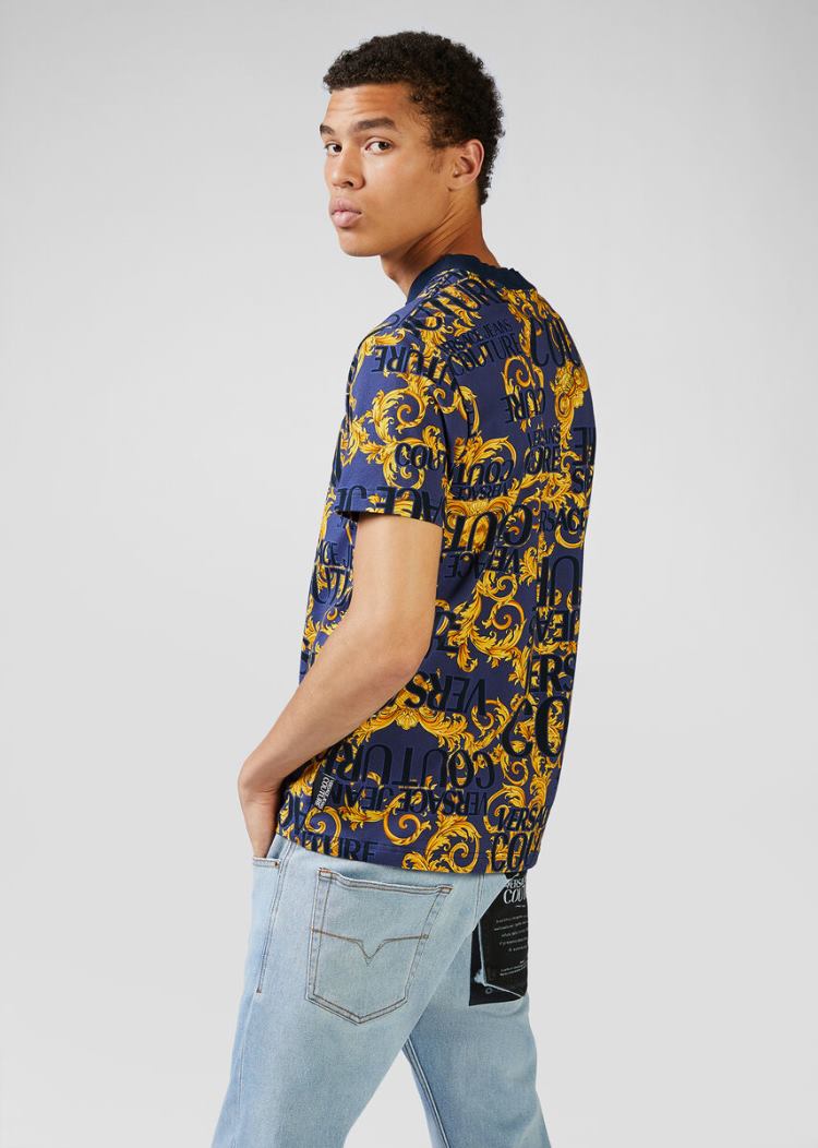Versace Jeans Couture Logo Baroque Print T Shirt μπλουζακια Jeans Couture Πολύχρωμο | 59FF97U