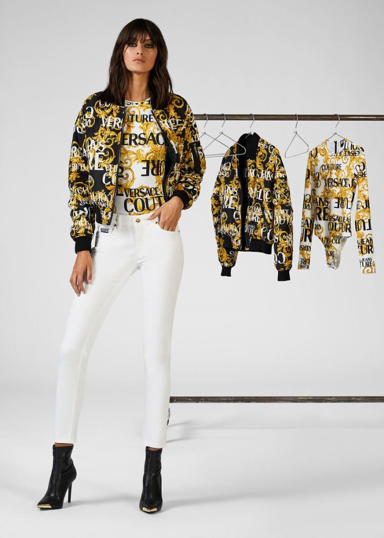 Versace Jeans Couture Logo Baroque Print Bodysuit Αριστος Jeans Couture ασπρα | I2C5F1U