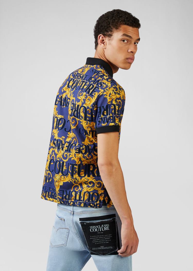 Versace Jeans Couture Logo Baroque Print Polo Shirt μπλουζακια πολο Jeans Couture Πολύχρωμο | KNO3894