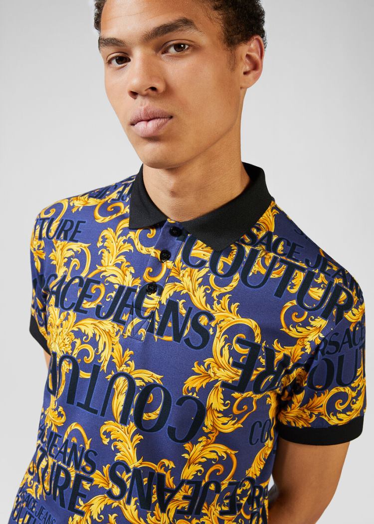 Versace Jeans Couture Logo Baroque Print Polo Shirt μπλουζακια πολο Jeans Couture Πολύχρωμο | KNO3894
