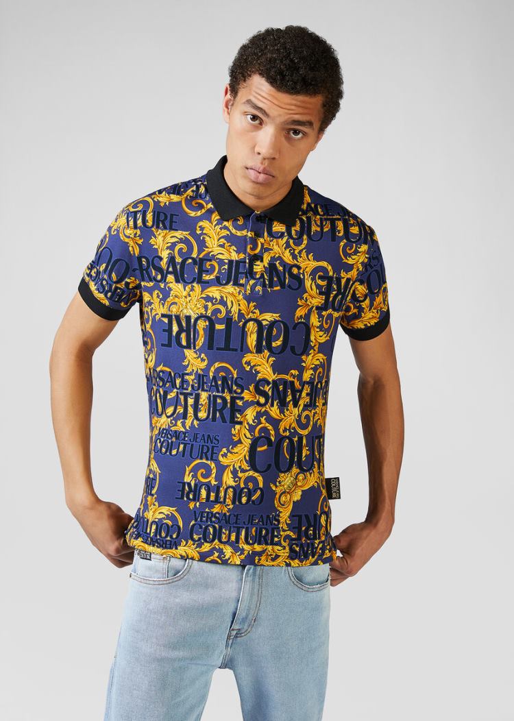 Versace Jeans Couture Logo Baroque Print Polo Shirt μπλουζακια πολο Jeans Couture Πολύχρωμο | KNO3894