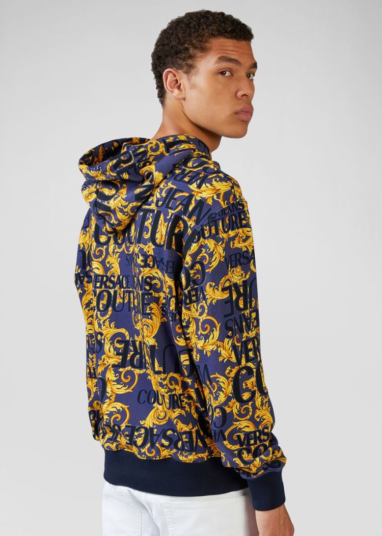 Versace Jeans Couture Logo Baroque Print Hoodie φουτερ με κουκουλα Jeans Couture Πολύχρωμο | PU0FBRR