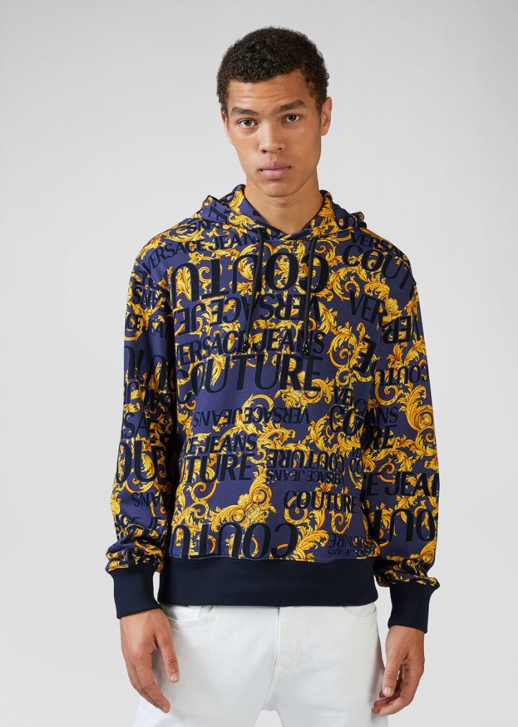 Versace Jeans Couture Logo Baroque Print Hoodie φουτερ με κουκουλα Jeans Couture Πολύχρωμο | PU0FBRR