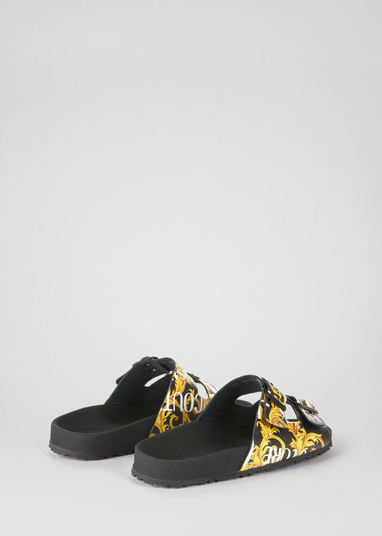 Versace Jeans Couture Logo Baroque Print Sandals σανδαλια Jeans Couture μαυρα | Q76PJTP