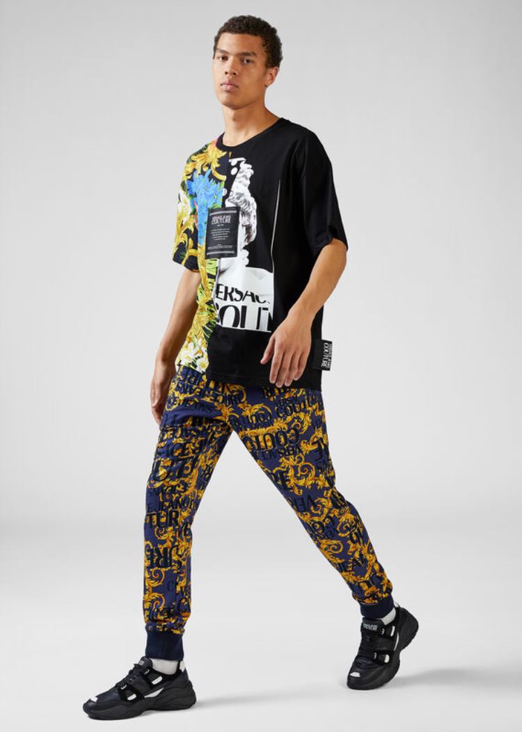 Versace Jeans Couture Logo Baroque Print Fleece Trackpants παντελόνι Jeans Couture Πολύχρωμο | QLFTTZS