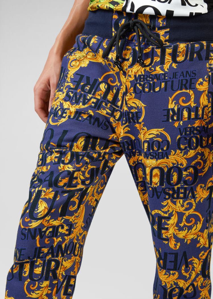 Versace Jeans Couture Logo Baroque Print Fleece Trackpants παντελόνι Jeans Couture Πολύχρωμο | QLFTTZS