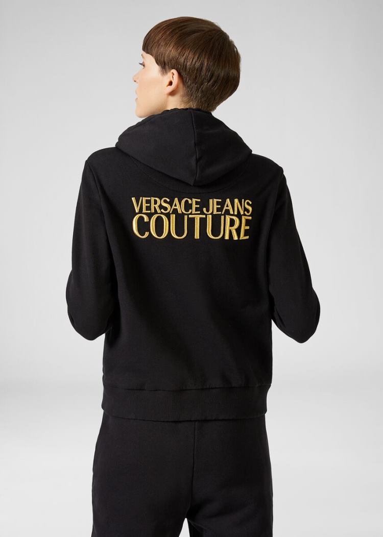 Versace Jeans Couture Logo Chain Hoodie φουτερ με κουκουλα Jeans Couture μαυρα | MSVY1A8