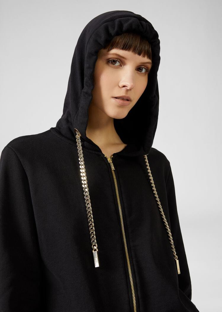 Versace Jeans Couture Logo Chain Hoodie φουτερ με κουκουλα Jeans Couture μαυρα | MSVY1A8