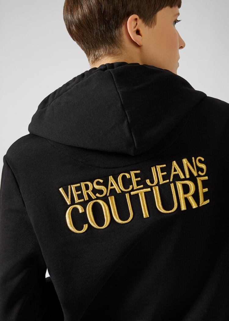Versace Jeans Couture Logo Chain Hoodie φουτερ με κουκουλα Jeans Couture μαυρα | MSVY1A8