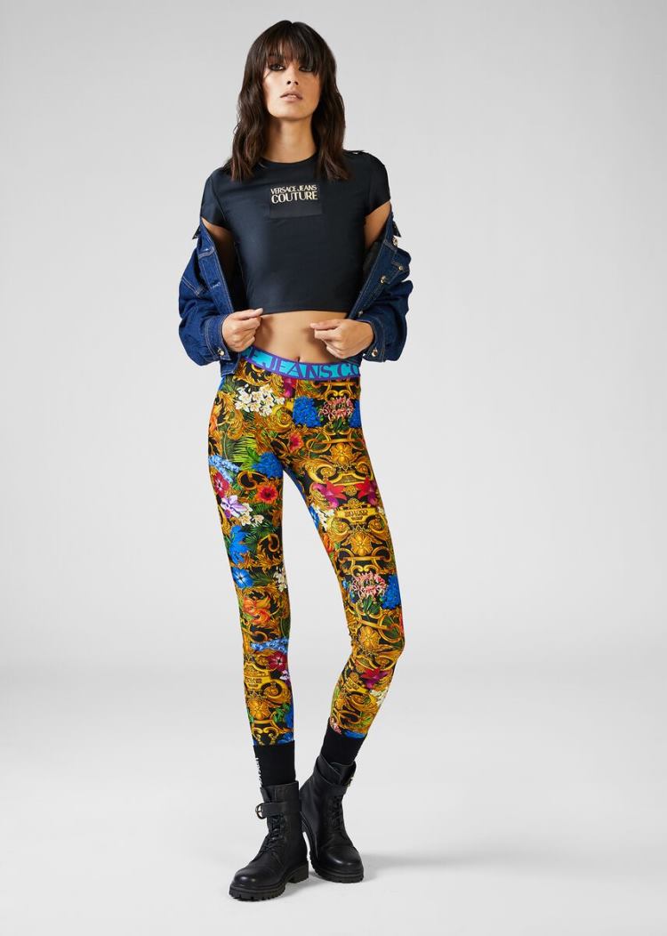 Versace Jeans Couture Logo Cropped T Shirt μπλουζακια Jeans Couture μαυρα | NF0J96J