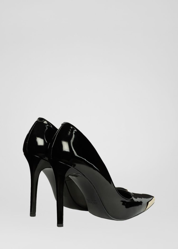 Versace Jeans Couture Logo Gold Tip λουστρινι Pumps παπουτσια Jeans Couture μαυρα | 0ATUAO4