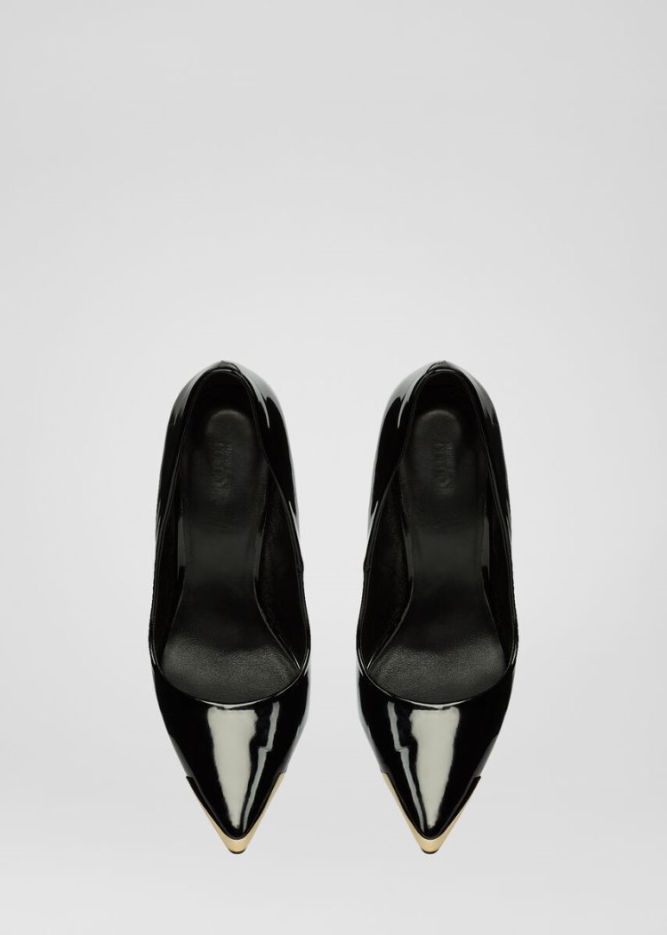 Versace Jeans Couture Logo Gold Tip λουστρινι Pumps παπουτσια Jeans Couture μαυρα | 0ATUAO4