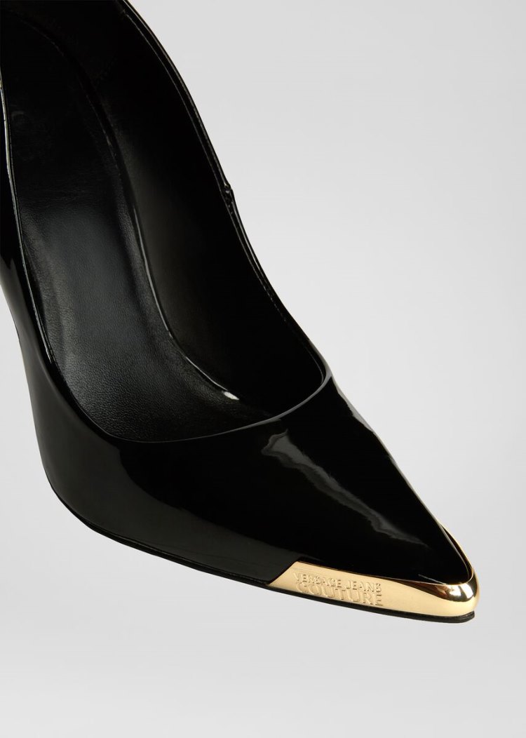 Versace Jeans Couture Logo Gold Tip λουστρινι Pumps παπουτσια Jeans Couture μαυρα | 0ATUAO4
