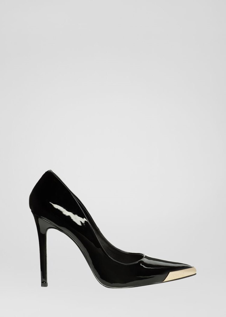 Versace Jeans Couture Logo Gold Tip λουστρινι Pumps παπουτσια Jeans Couture μαυρα | 0ATUAO4