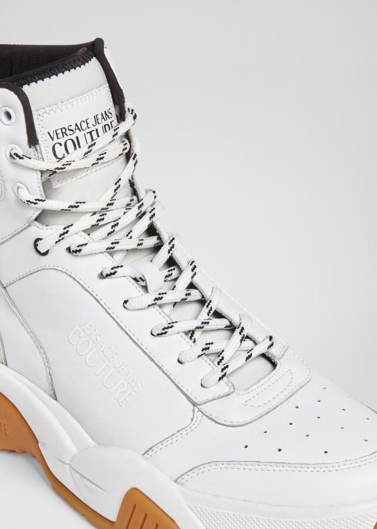 Versace Jeans Couture Logo High Top Trainers αθλητικα Jeans Couture ασπρα | 4F82M94