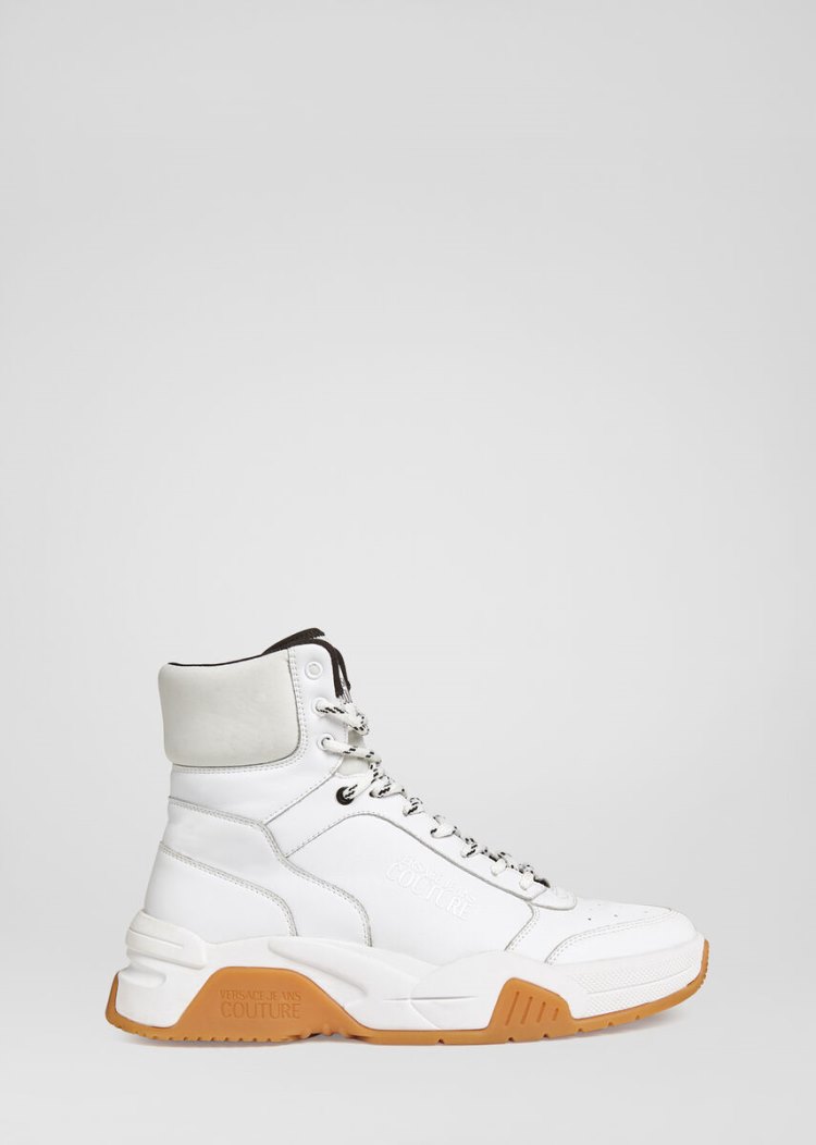 Versace Jeans Couture Logo High Top Trainers αθλητικα Jeans Couture ασπρα | 4F82M94