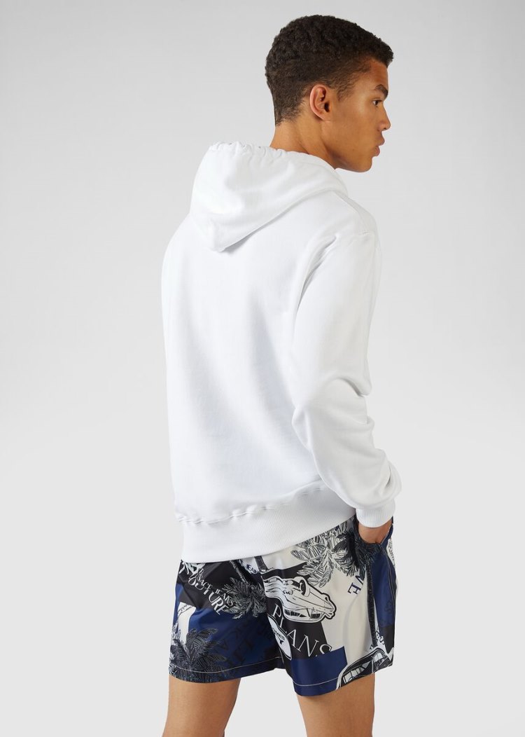 Versace Jeans Couture Logo Hoodie φουτερ με κουκουλα Jeans Couture ασπρα | N4ELVC0