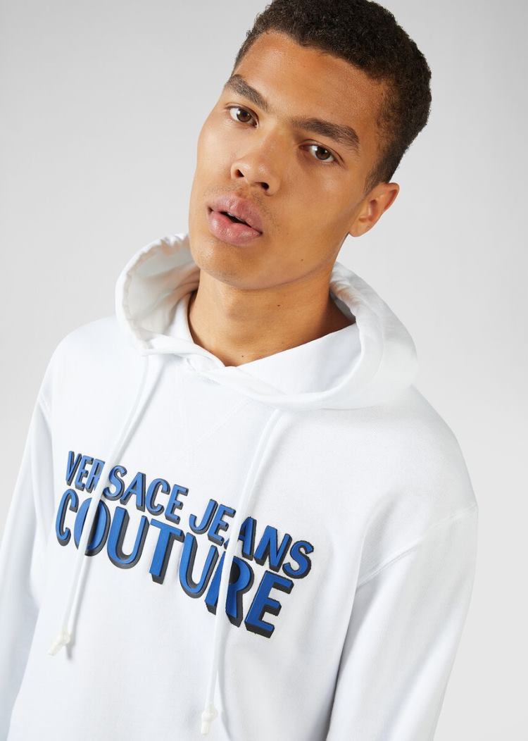 Versace Jeans Couture Logo Hoodie φουτερ με κουκουλα Jeans Couture ασπρα | N4ELVC0