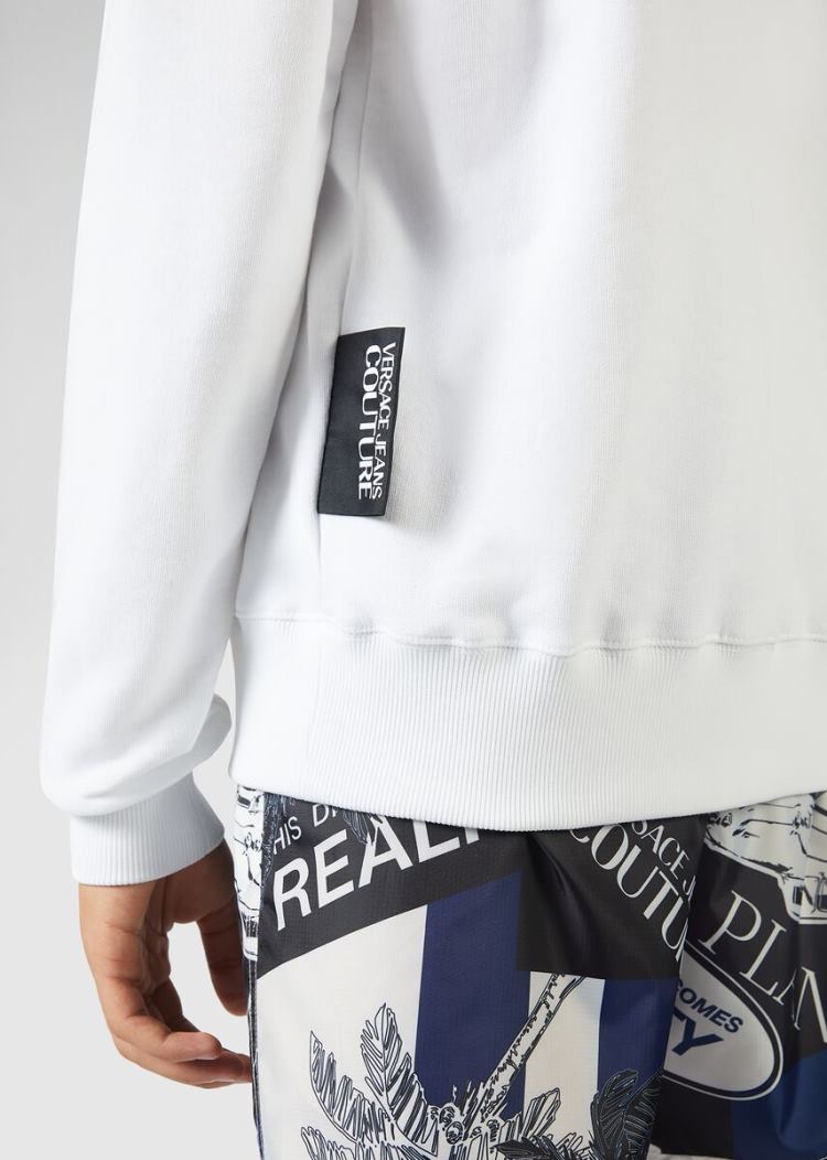 Versace Jeans Couture Logo Hoodie φουτερ με κουκουλα Jeans Couture ασπρα | N4ELVC0
