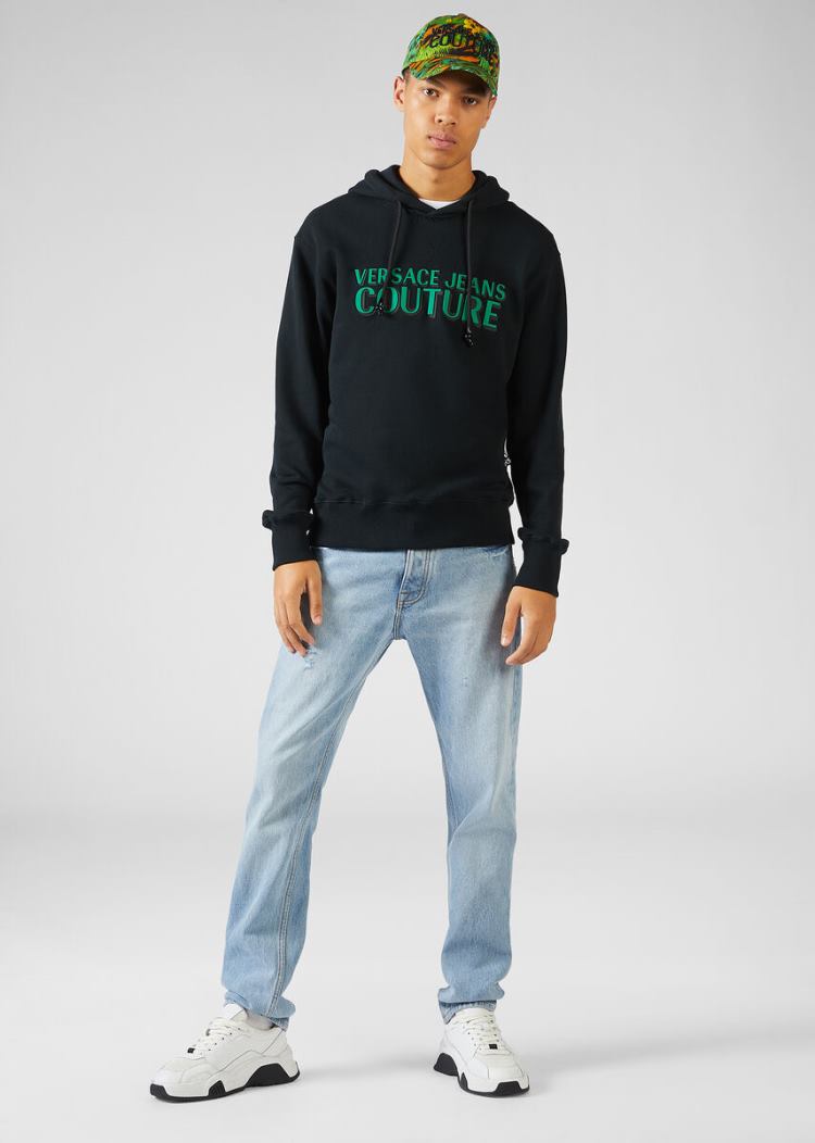 Versace Jeans Couture Logo Hoodie φουτερ με κουκουλα Jeans Couture μαυρα | UEW6BNX