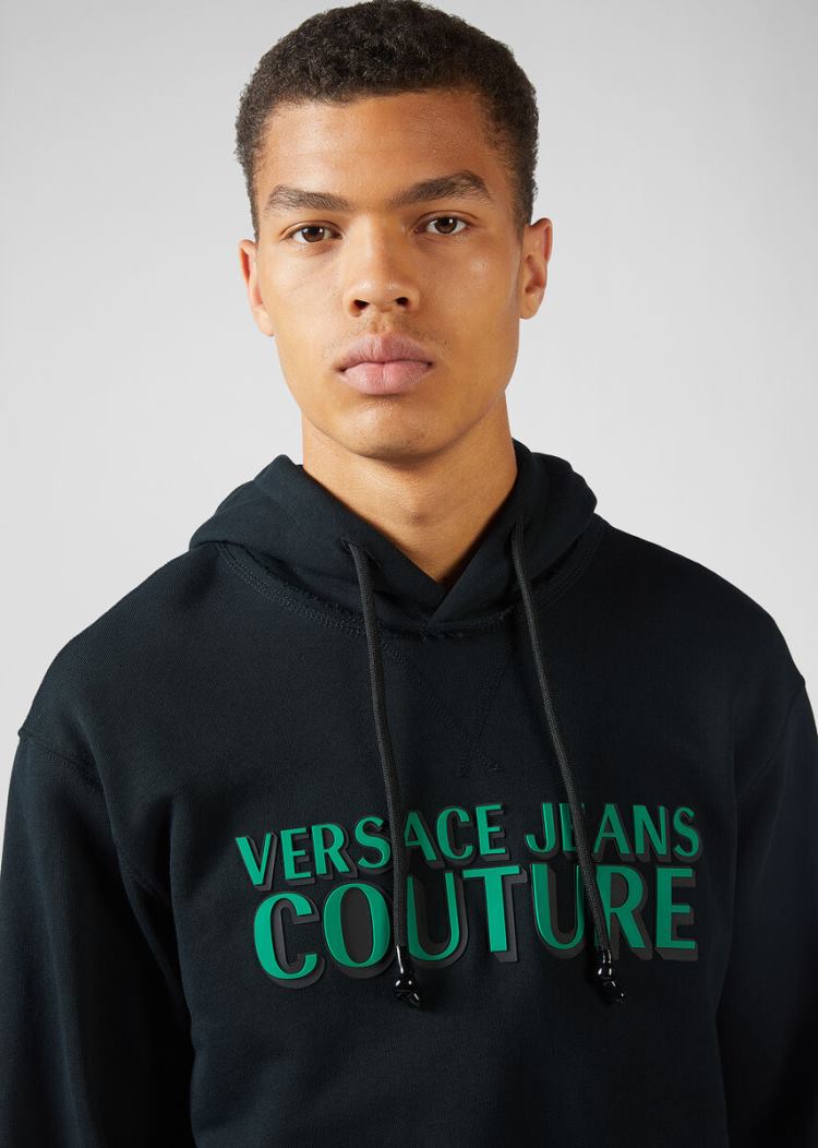 Versace Jeans Couture Logo Hoodie φουτερ με κουκουλα Jeans Couture μαυρα | UEW6BNX