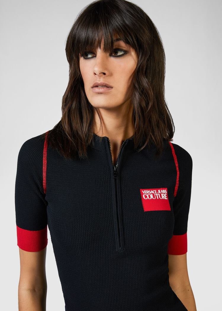 Versace Jeans Couture Logo Knit Mini-φορεμα φορεμα Jeans Couture μαυρα | CKI5EPE