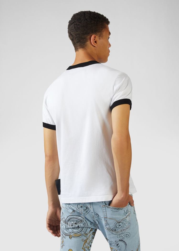 Versace Jeans Couture Logo Motif T Shirt μπλουζακια Jeans Couture ασπρα | QX46P4O