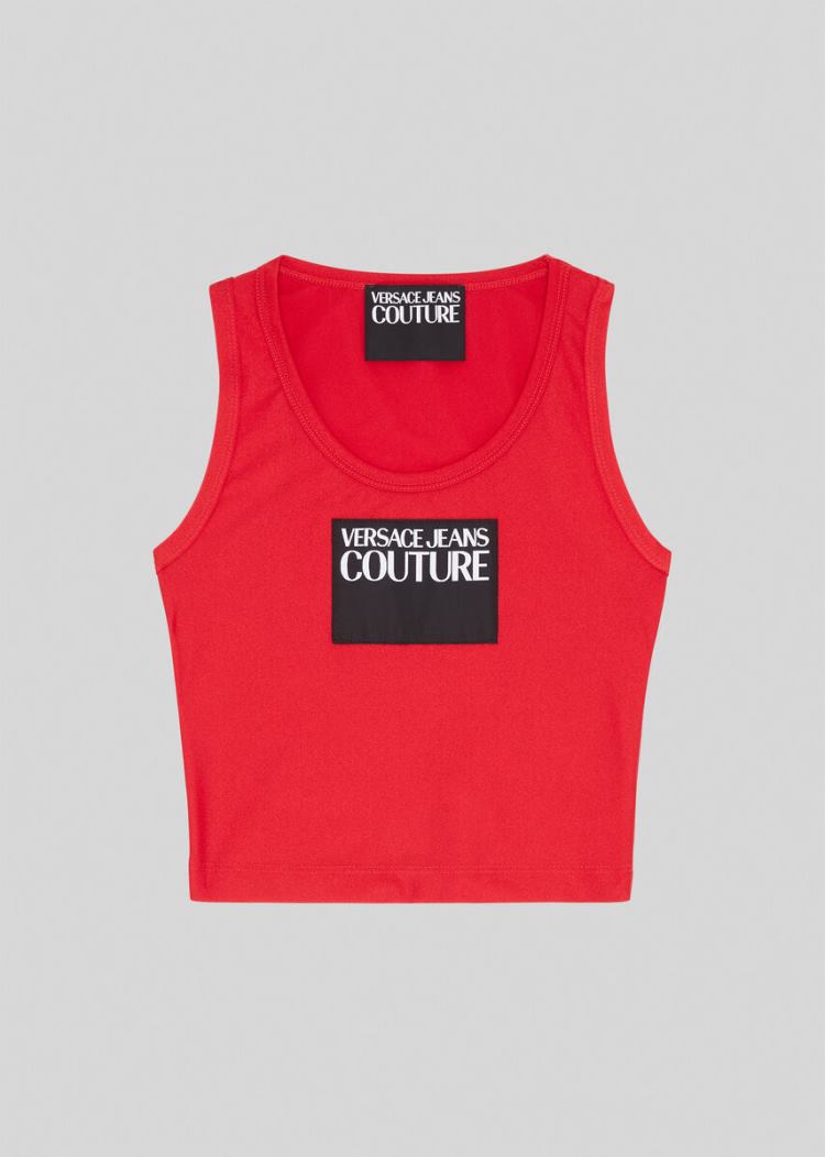 Versace Jeans Couture Logo Patch Crop Top Αριστος Jeans Couture κοκκινα | RDC2RS6