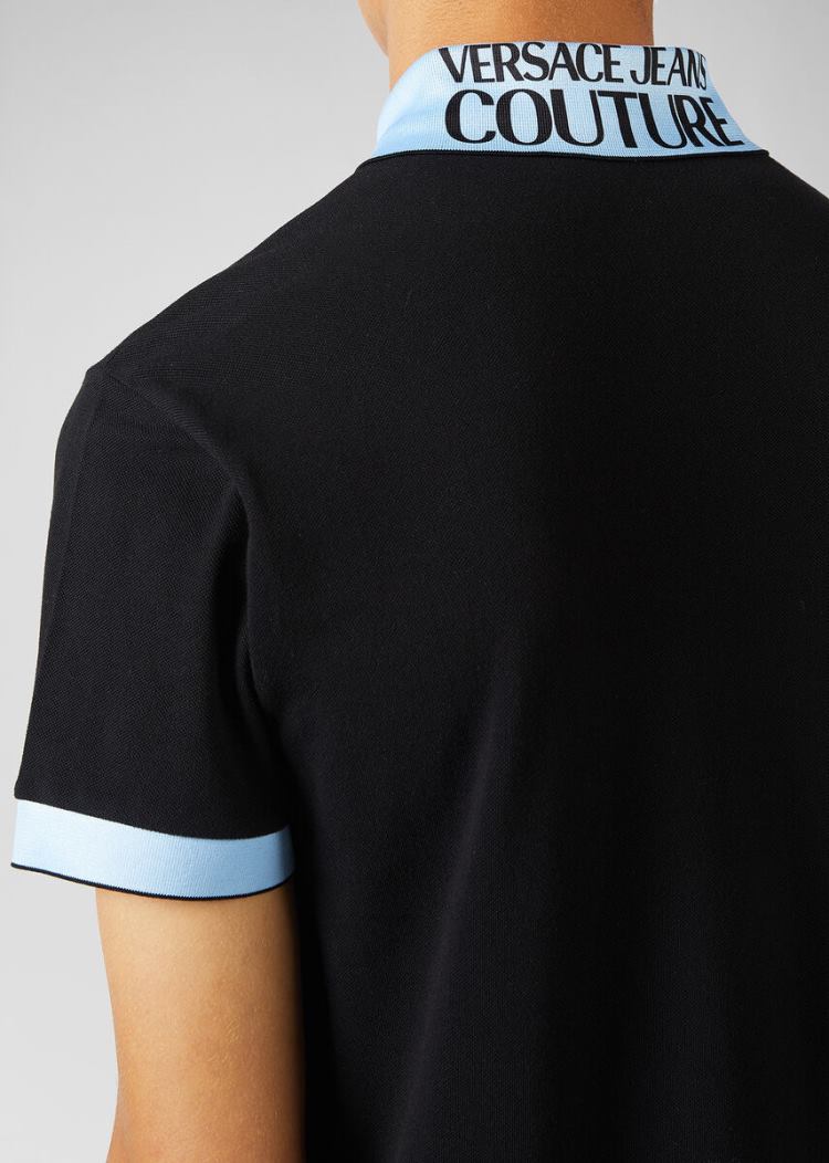 Versace Jeans Couture Logo Patch Polo Shirt μπλουζακια πολο Jeans Couture μαυρα | LSXYSH2