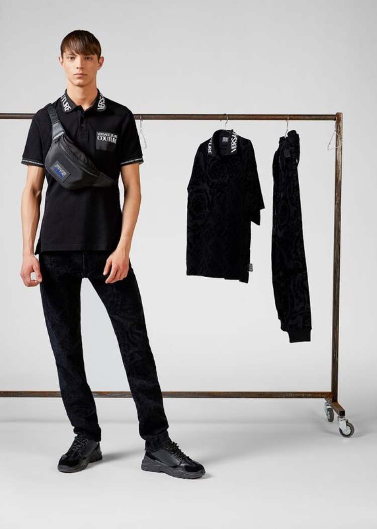 Versace Jeans Couture Logo Polo Shirt μπλουζακια πολο Jeans Couture μαυρα | CP2KPPR