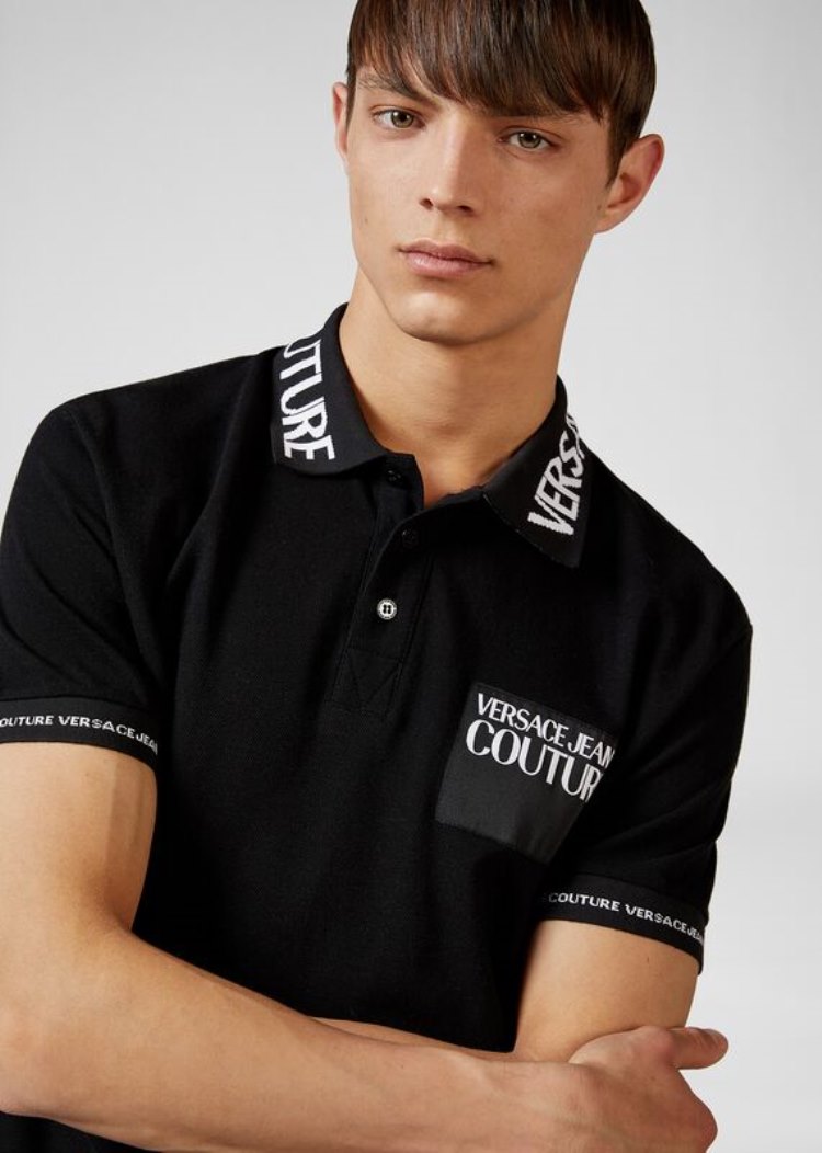 Versace Jeans Couture Logo Polo Shirt μπλουζακια πολο Jeans Couture μαυρα | CP2KPPR