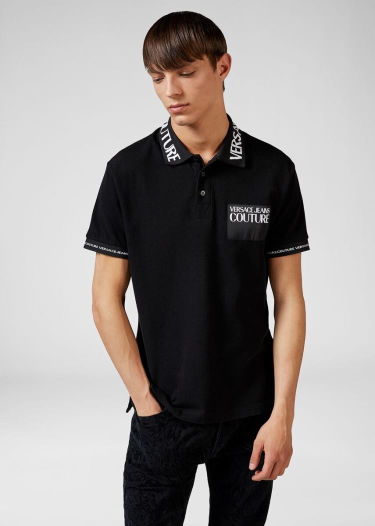 Versace Jeans Couture Logo Polo Shirt μπλουζακια πολο Jeans Couture μαυρα | CP2KPPR