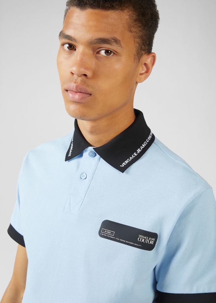 Versace Jeans Couture Logo Polo Shirt μπλουζακια πολο Jeans Couture μπλε | GJ1WPGZ